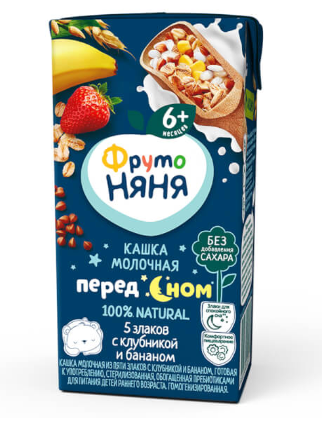  Sữa Đêm Nước Fruto Nyanya Nga Vị Chuối Dâu 200ml 