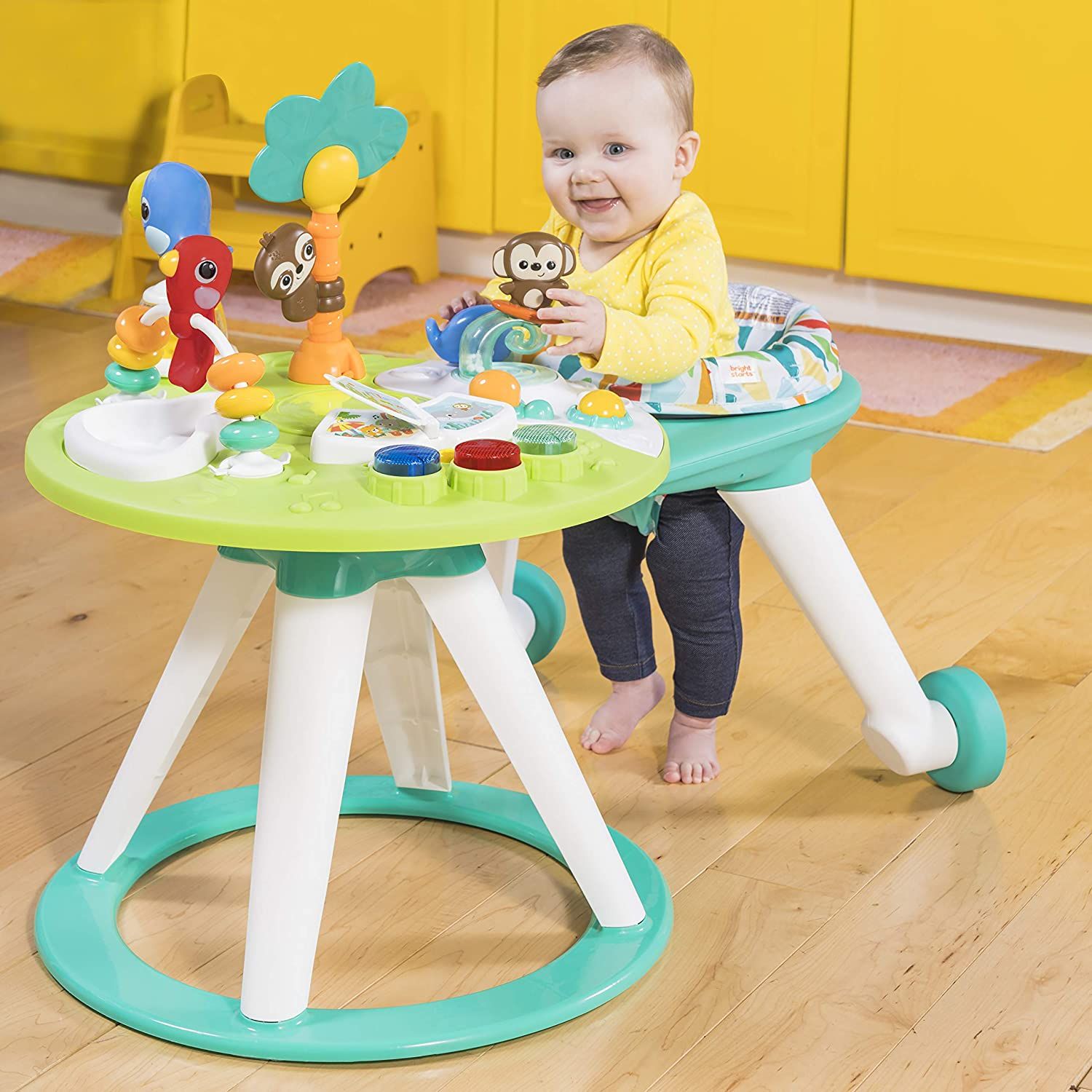  Xe tập đi Bright Starts Around We Go 2-in-1 Walk-Around Activity Center & Table, Tropic Cool 