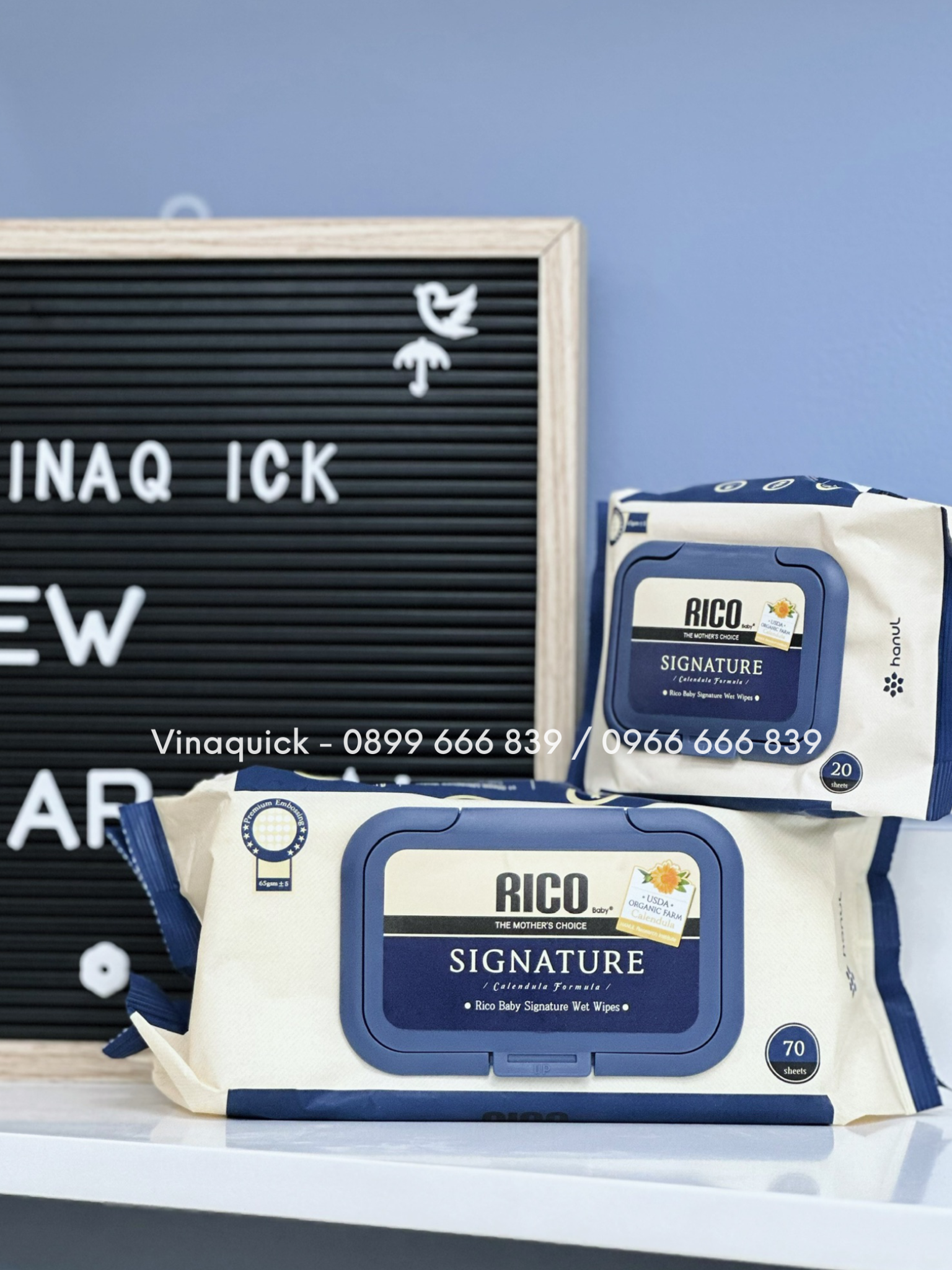  KHĂN ƯỚT CAO CẤP RICO SIGNATURE VỚI CHIẾT XUẤT HOA CÚC HỮU CƠ - 20 TỜ 