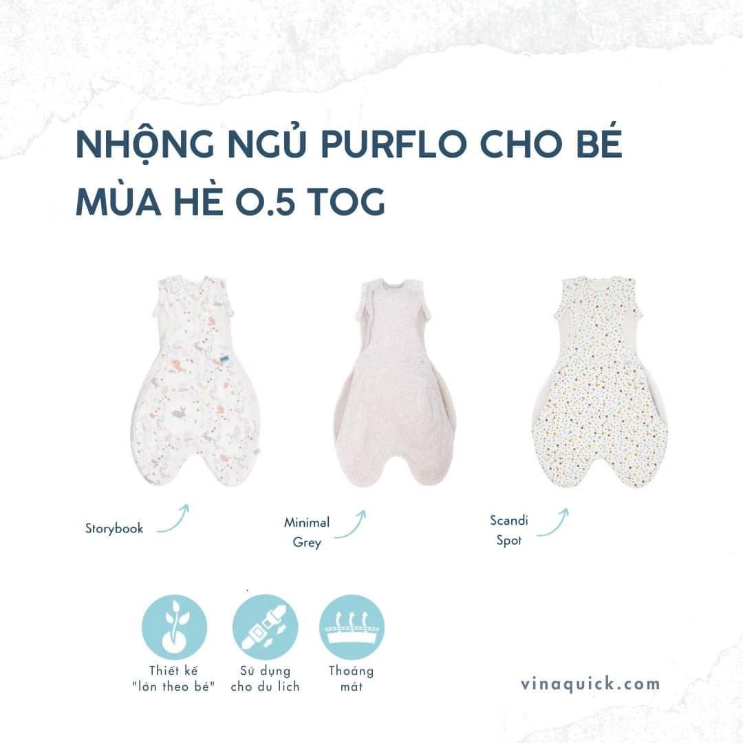  Nhộng Ngủ Purflo Mùa Hè Từ 0-4M+ Cho Bé 0.5 Tog 