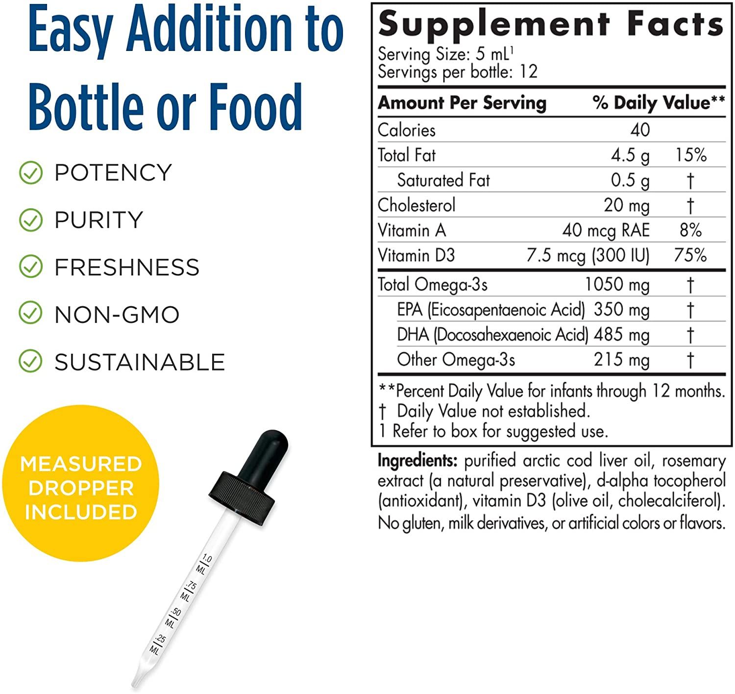  DHA CHO BÉ NORDIC NATURALS, 1050 MG OMEGA-3 + 300 IU VITAMIN D3, 60 ML 