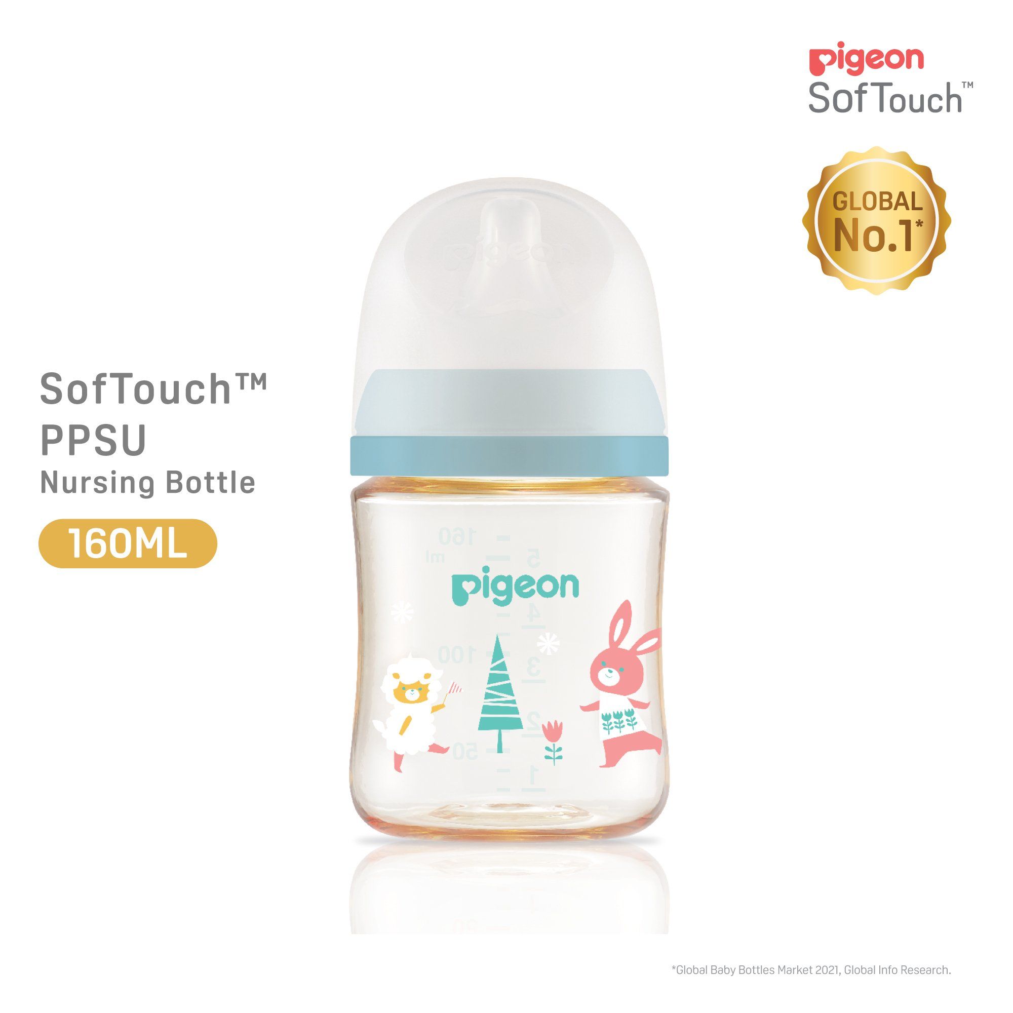  Bình Sữa Pigeon Nội Địa PPSU Plus WN3 In Hình Động Vật 160ml 