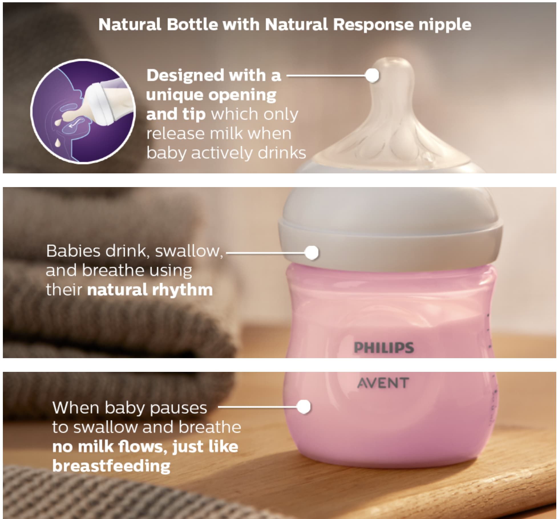  Bình sữa Philips Avent Natural Baby Bottle 125ml - Màu hồng (New Edition) 