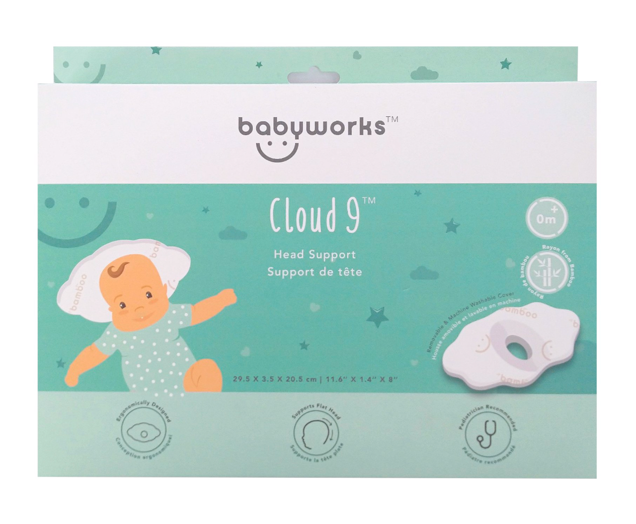  Gối chống bẹp đầu Babyworks - Màu Trắng 