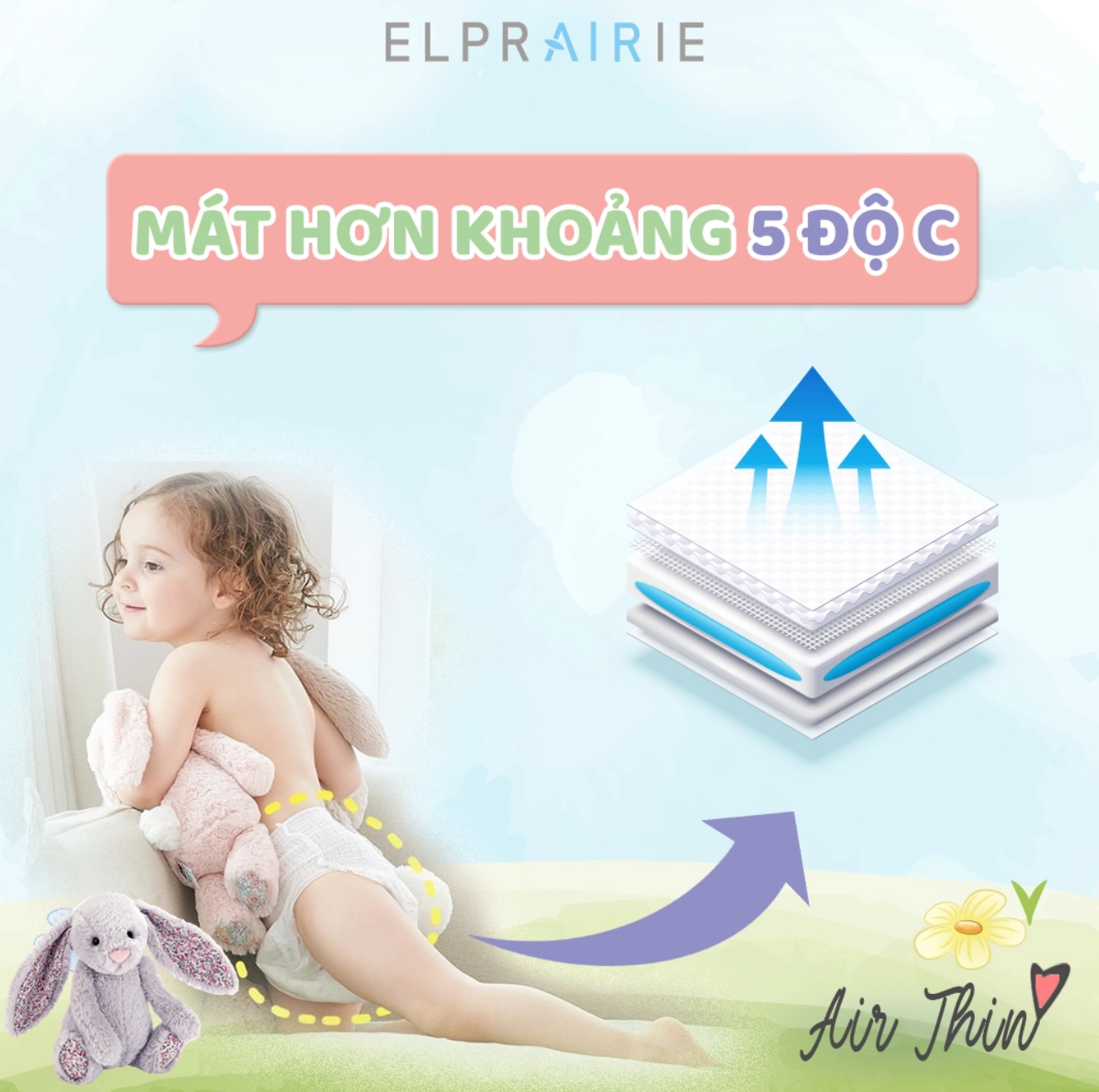  Tã/Bỉm Quần Elprairie Air Thin Nội Địa Hàn 