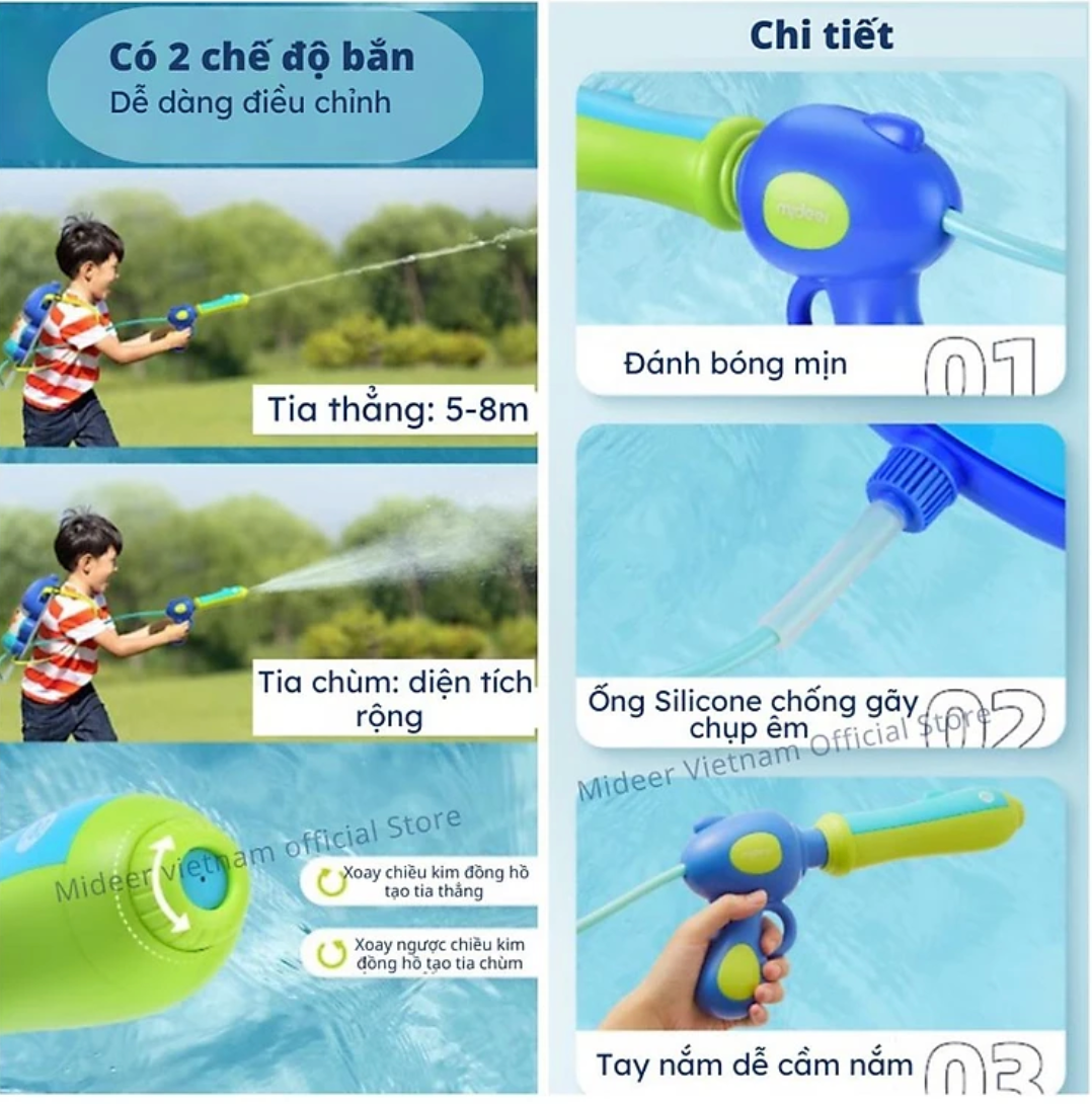  Đồ Chơi Súng Phun Nước Mideer Backpack Water Gun: Octopus 