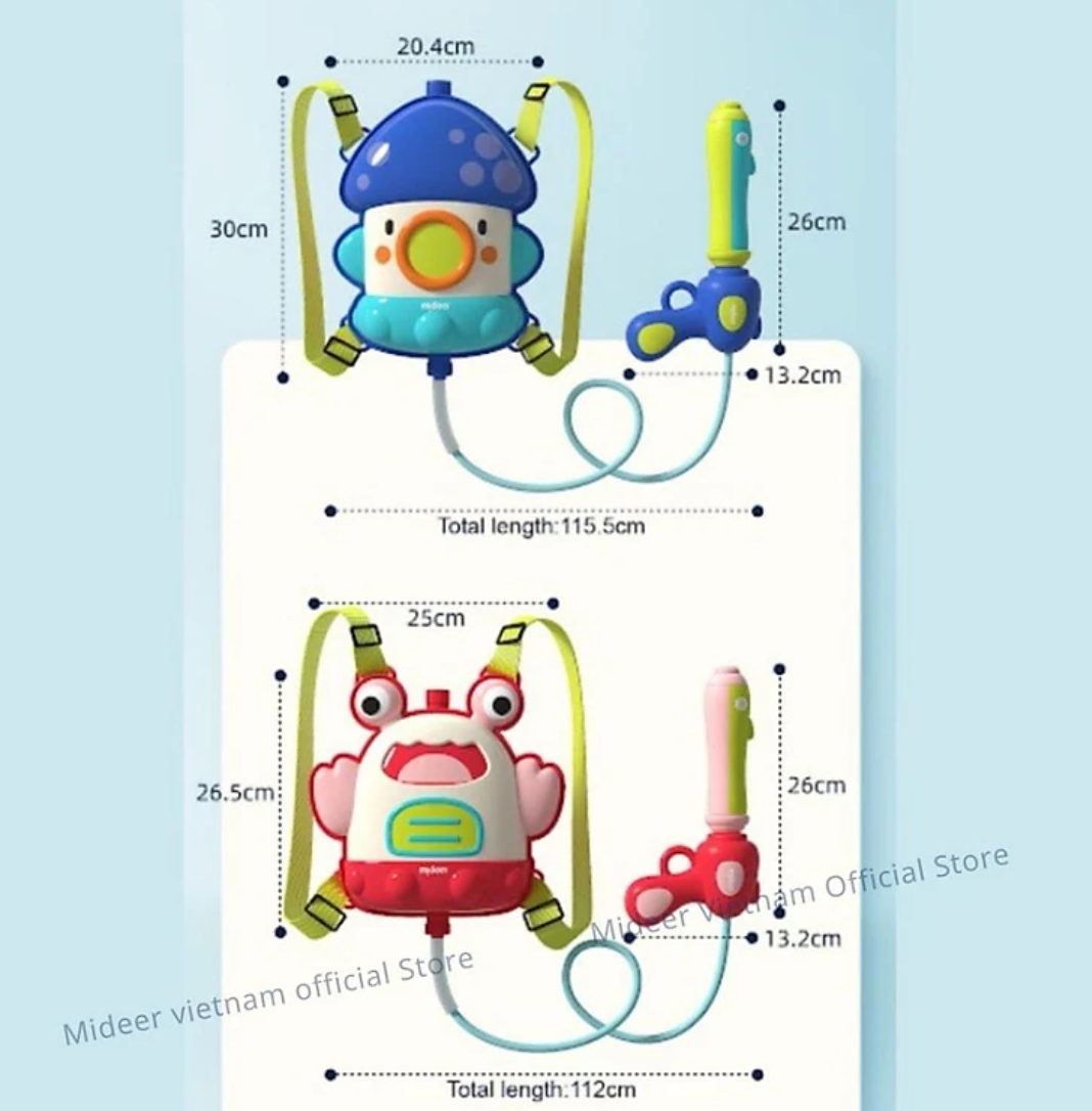  Đồ Chơi Súng Phun Nước Mideer Backpack Water Gun: Octopus 