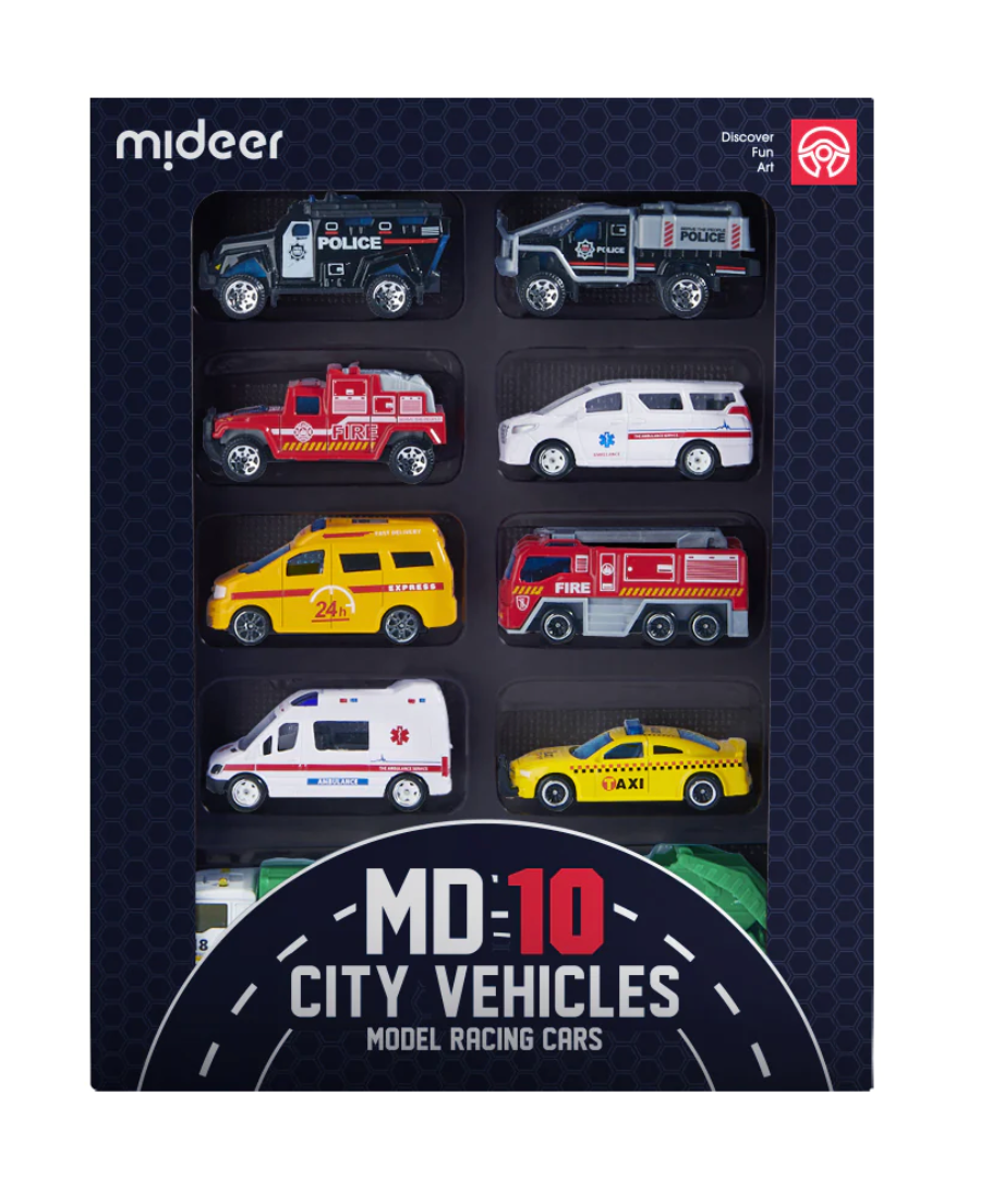  Đồ Chơi Mô Hình Xe Ô Tô Mideer Alloy Racing Cars: City Vehicles 10P 