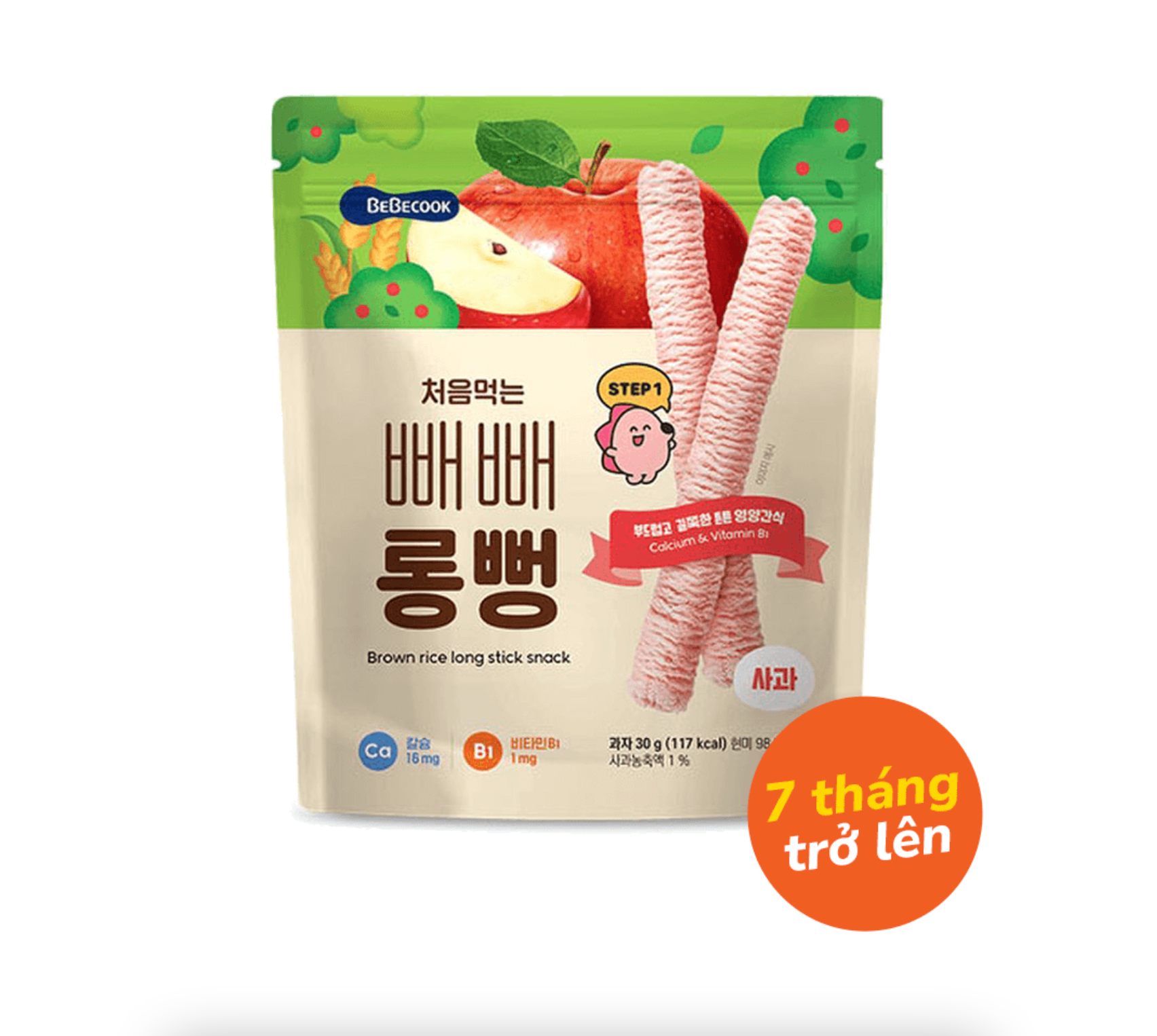  Bánh Gạo Lứt Thanh Dài Bebecook - Vị Táo 30g 