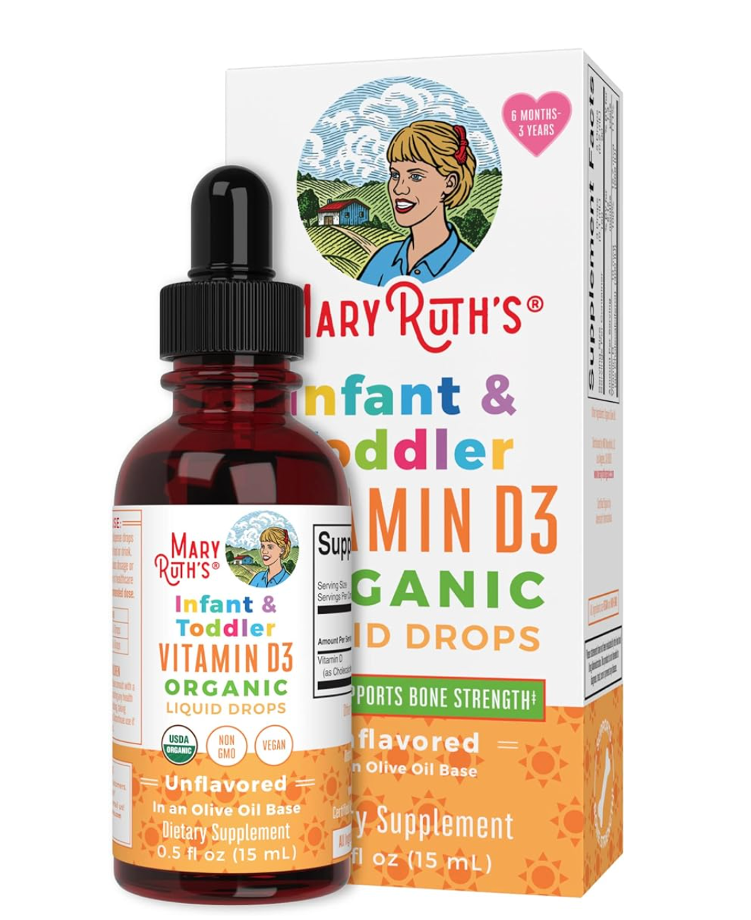  Vitamin D3 Organic Mary Ruth's hữu cơ hỗ trợ miễn dịch, 15ml (Dạng Giọt) 