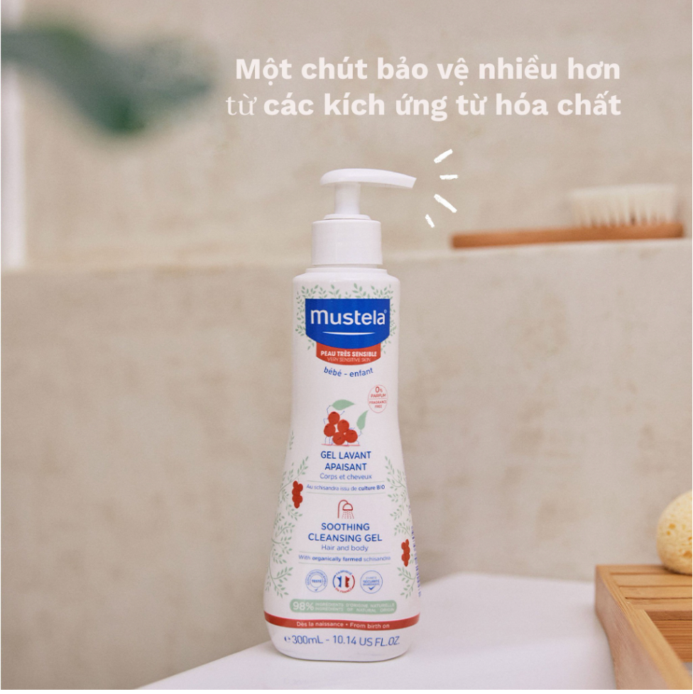  Sữa Tắm Gội Da Rất Nhạy Cảm Mustela Soothing Cleansing Gel 300ml 