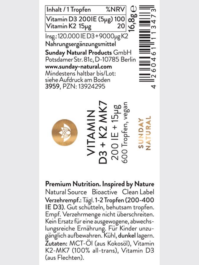 Vitamin D3 K2 MK7 Sunday Natural của Đức 20ml Shop Vinaquick