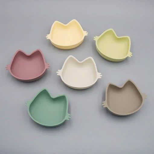 Bát Ăn Dặm Silicone Mèo Moa Đế Hít Modui 