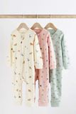  Set 3 Sleepsuits Next Uk Cotton Frist Size Họa Tiết Động Vật Và Cầu Vồng 