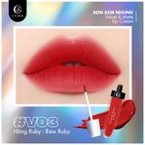 Son Kem Nhung Hồng Ruby - V03 Raw Ruby - C'Choi Velvet & Matte Lip Cream