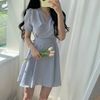 Đầm chiffon hàn quốc buộc eo