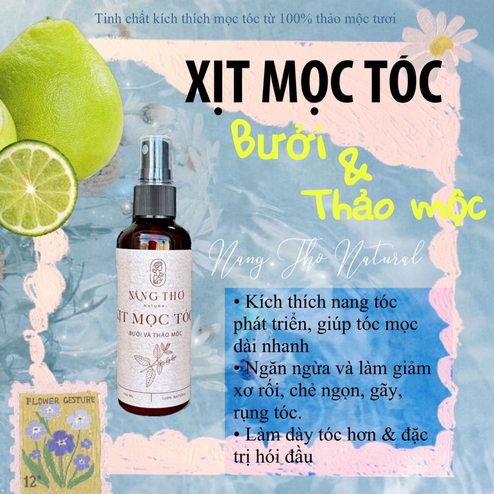 Xịt mọc tóc tinh chất bưởi & thảo mộc Nàng Thơ Natural – La Belle Store