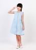 Đầm bé gái 3 tuổi, Đầm nẹp dọc linen xanh biển