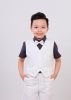 Áo khoác gile bé trai, Áo gile cotton trắng kem bé trai