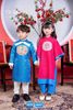  Bộ áo dài bé gái áo hồng phối quần xanh kèm mấn N247 - OAD049 