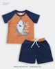 Quần áo trẻ em 4 tuổi, Đồ bộ bé trai in cá voi nâu navy Vingo - 20B1