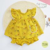  Đồ bộ bé gái baby doll vàng oli river T138-1 - ODB048 