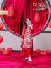 Bộ áo dài bé gái xẻ tà họa tiết đỏ M218