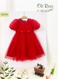  Váy hoa đỏ tay bồng phối lưới đỏ bé gái oli river H164-2 - ODZ369 