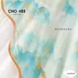  Váy đầm núi xanh phối tơ trắng oli river CH24039 