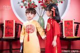 Bộ áo dài bé gái áo đổ phối quần vàng N213 - OAD048 