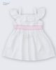 Đồ chơi trẻ em 6 tuổi, Đầm trắng smocking bèo vai vingo - 20G3