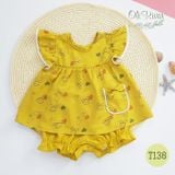  Đồ bộ bé gái baby doll vàng oli river T138-1 - ODB048 