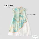  Váy đầm núi xanh phối tơ trắng oli river CH24039 