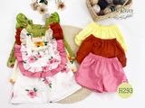  Bộ quần áo bé gái sát nách hoa thô đỏ phối quần đỏ trơn oli river H293-3 - ODB166 