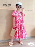  Váy hoa hồng to tay bồng oli river CH2301 - ODZ488 