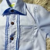  Áo sơ mi tay ngắn xếp ly xanh cao cấp - TAS039 