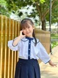  Áo sơ mi đồng phục học sinh nữ tay nơ - DPG001 