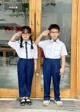  Quần dài đồng phục học sinh xanh đen phối thun có khóa kéo - DPT003 
