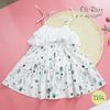 Đầm bé gái 5 tuổi, Đầm bé gái trắng họa tiết hoa lá oli river T154