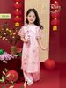 Áo dài bé gái hoa sen hồng oli river H426-2