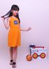 Áo đầm bé gái 10 tuổi, Đầm khoét lưng thun cam