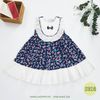 Váy bé gái hoa nhí xanh bản ngực trắng - Oli River - S928