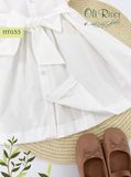  Váy đầm smock trắng thêu hoa ngực oli river HT033 - ODZ365 