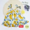 Đầm bé gái cao cấp, Đầm đi biển bé gái voan vàng oli river T136-3