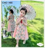  Váy đầm hồng phối lưới hồng oli river CH24046 