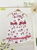 Váy đầm bé gái cherry đỏ nền trắng phối caro đỏ oli river H096-1