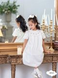  Váy smock trắng cổ tròn thêu hoa hồng MT037 - ODZ521 