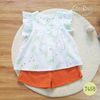 Đồ bộ bé gái hình lá xanh oli river T458-2