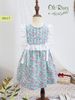 Váy đầm bé gái hoa hồng xanh phối oli river H017-1