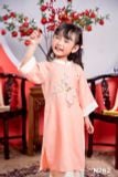  Bộ áo dài bé gái áo hồng phối quần be N262-1 - OAD050 